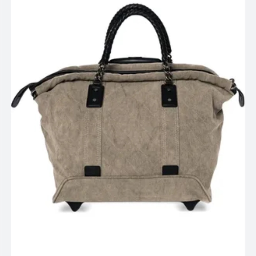 CHANEL Beige Tote with Black Handles